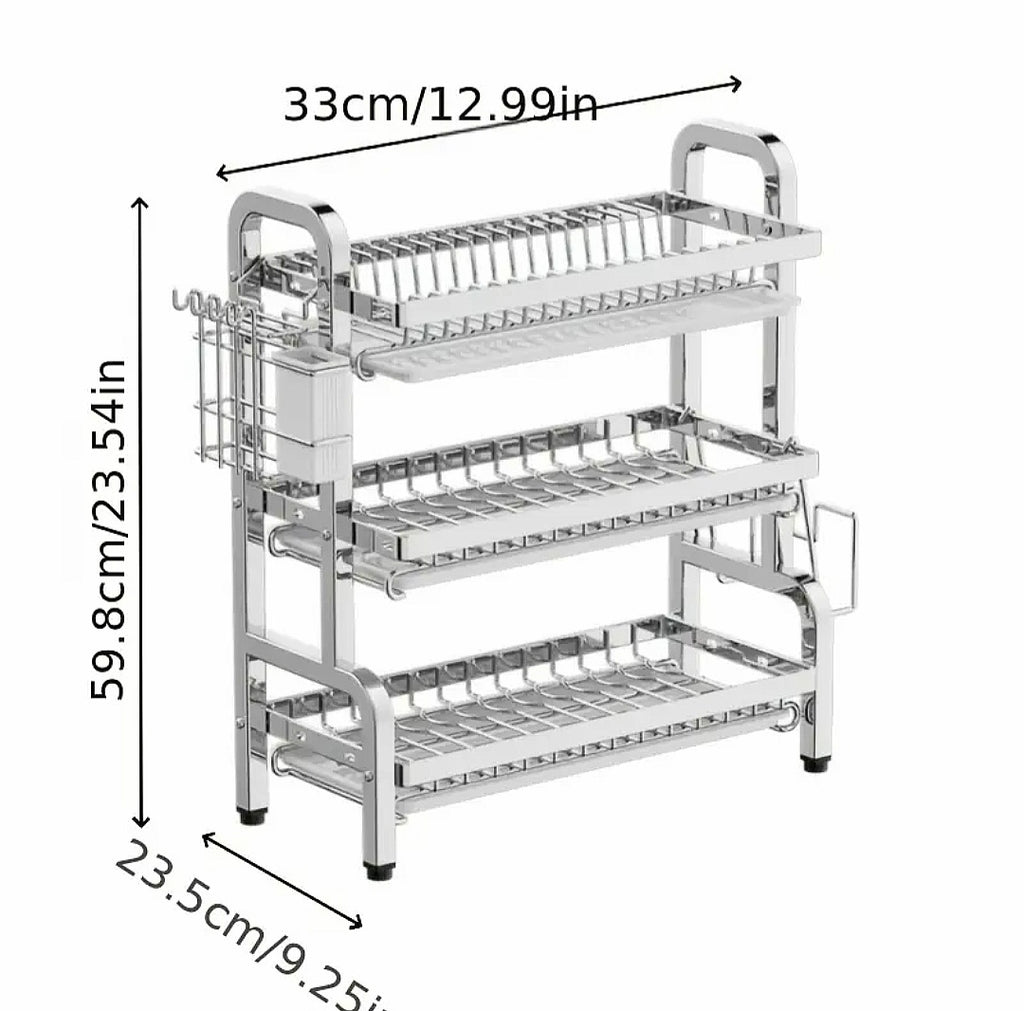 Escurridor de 3 niveles, de alta durabilidad.